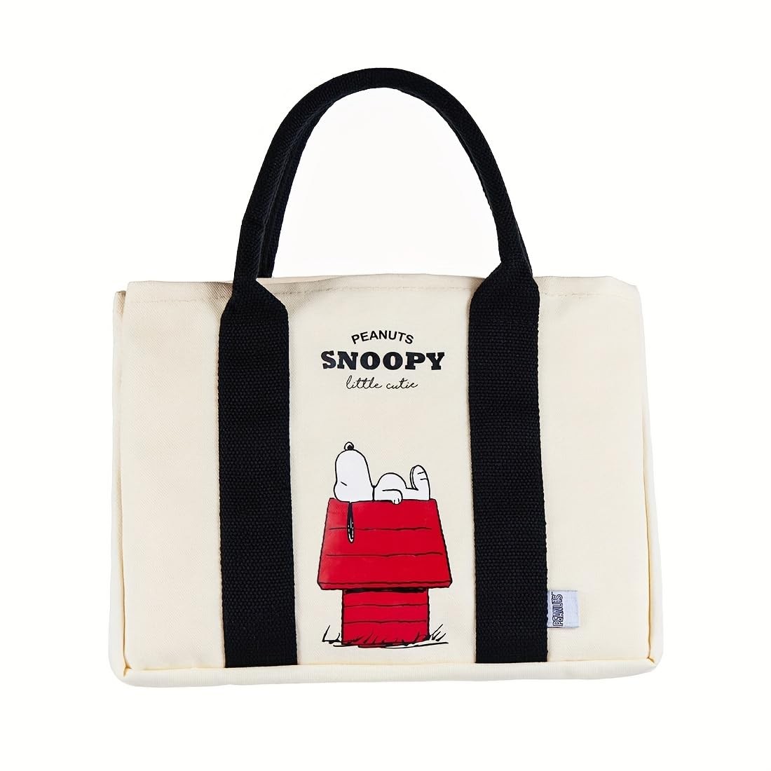 MINISO Snoopy Tote Bag,Peanuts Summer Travel 11.4″ x 8.5″ x 4.3″, Ivory