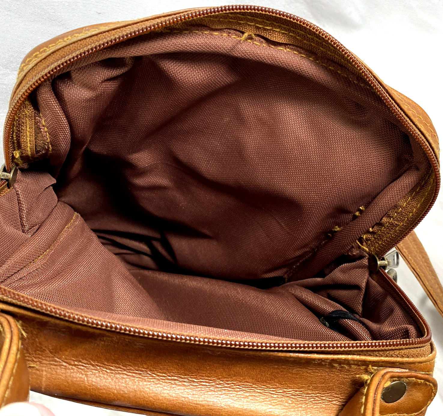 Made In Columbia Brown Leather Bag Unisex Practical Shoulder Strap Top Handle