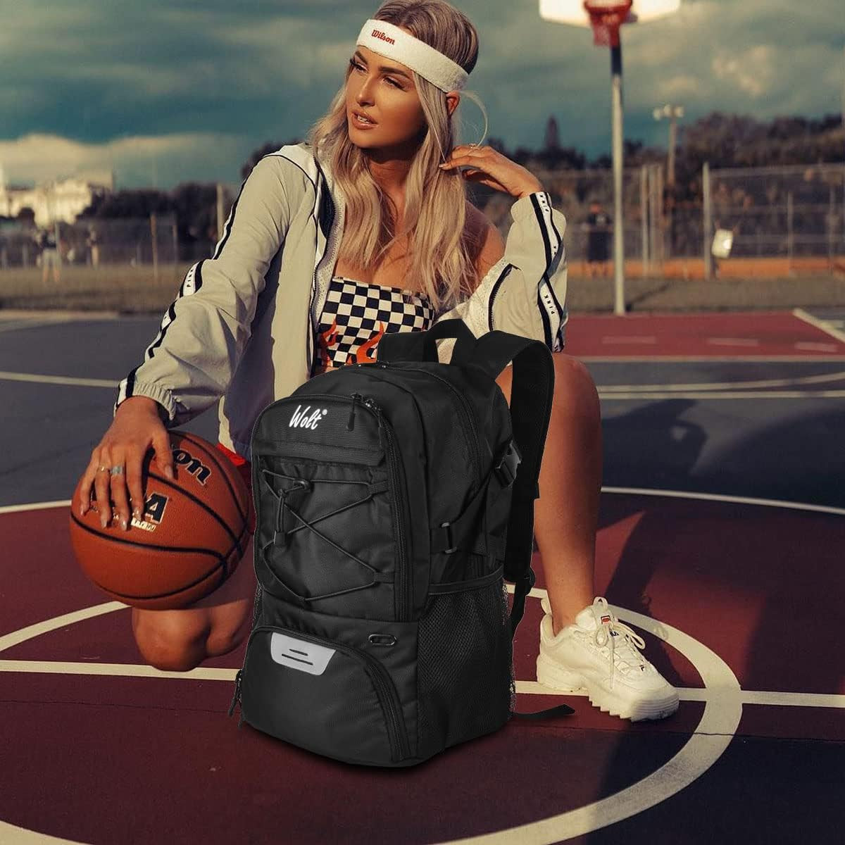 Basketball Backpack Large Sports Bag with Separate Ball Holder & Shoes Compartme