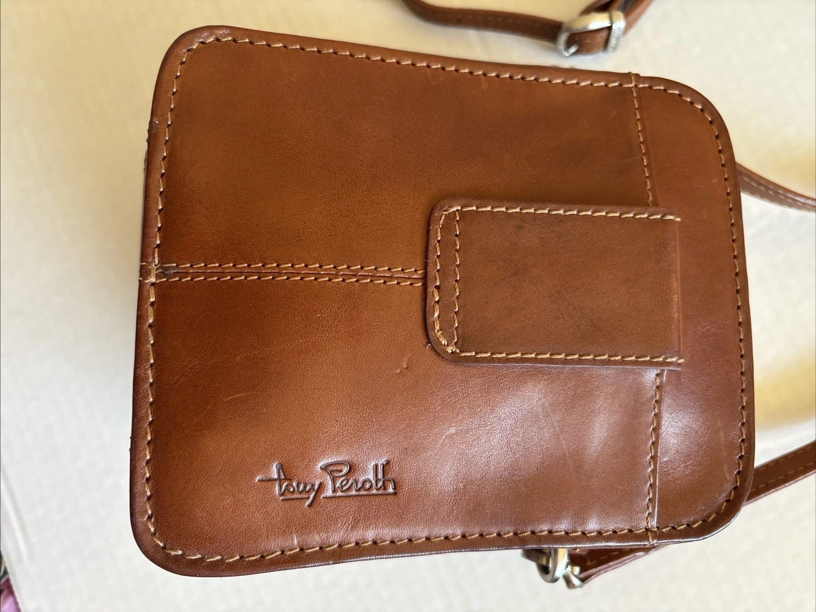 VTG GREEN by TONY PEROTTI-Brown Italian Leather Cossbody/Belt Bag Zip Pockets