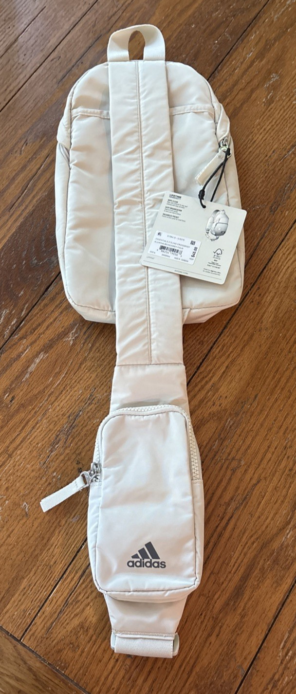 NWT New Adidas Essentials 2 Sling Cream Beige Crossbody Unisex MSRP $45
