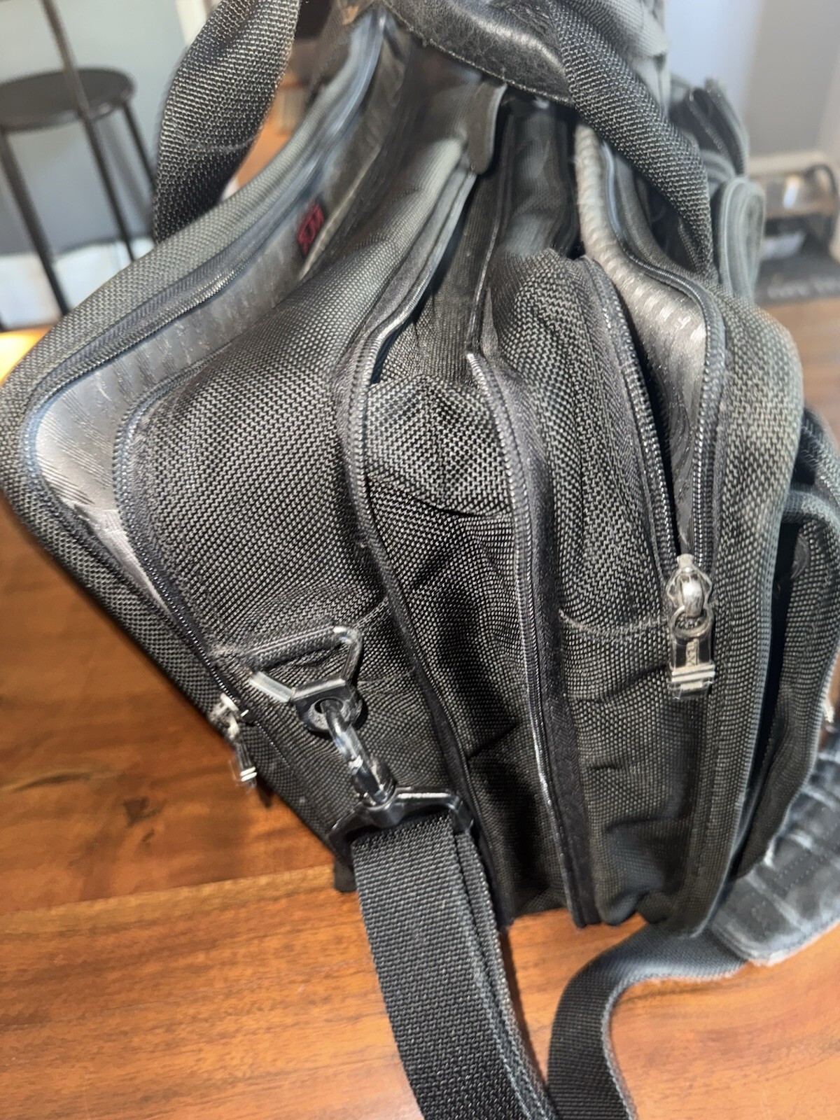 TUMI Alpha Black Ballistic expandable Laptop Business Briefcase 26041D4 EUC $595