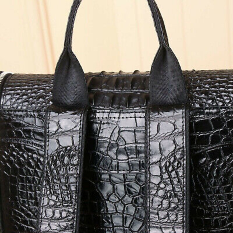 100% Real Leather Backpack, New Crocodile Pattern Travel Backpack Large Rucksack