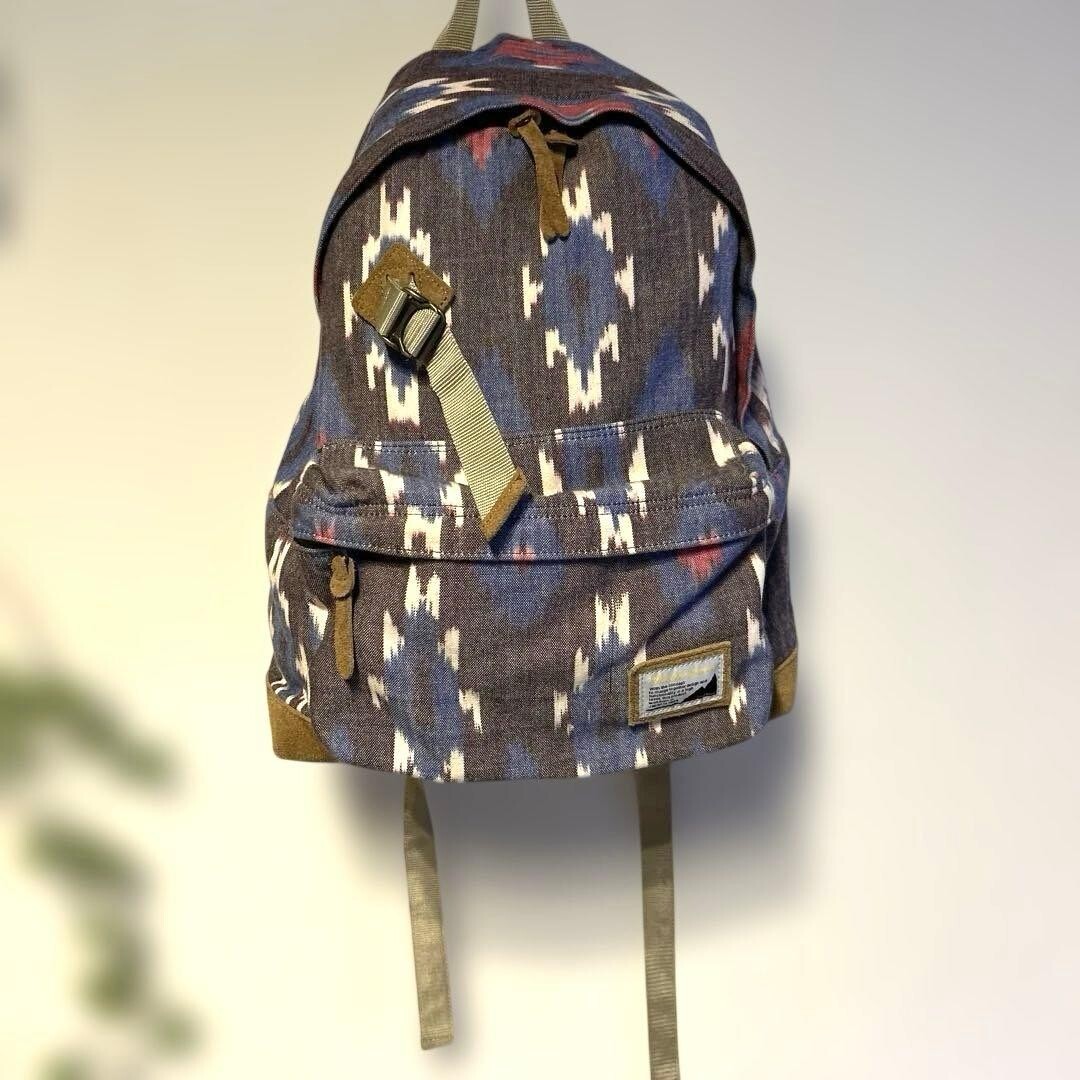 master-piece Abstract Cotton Leather Trim Backpack Unisex Large Capacity 42cm