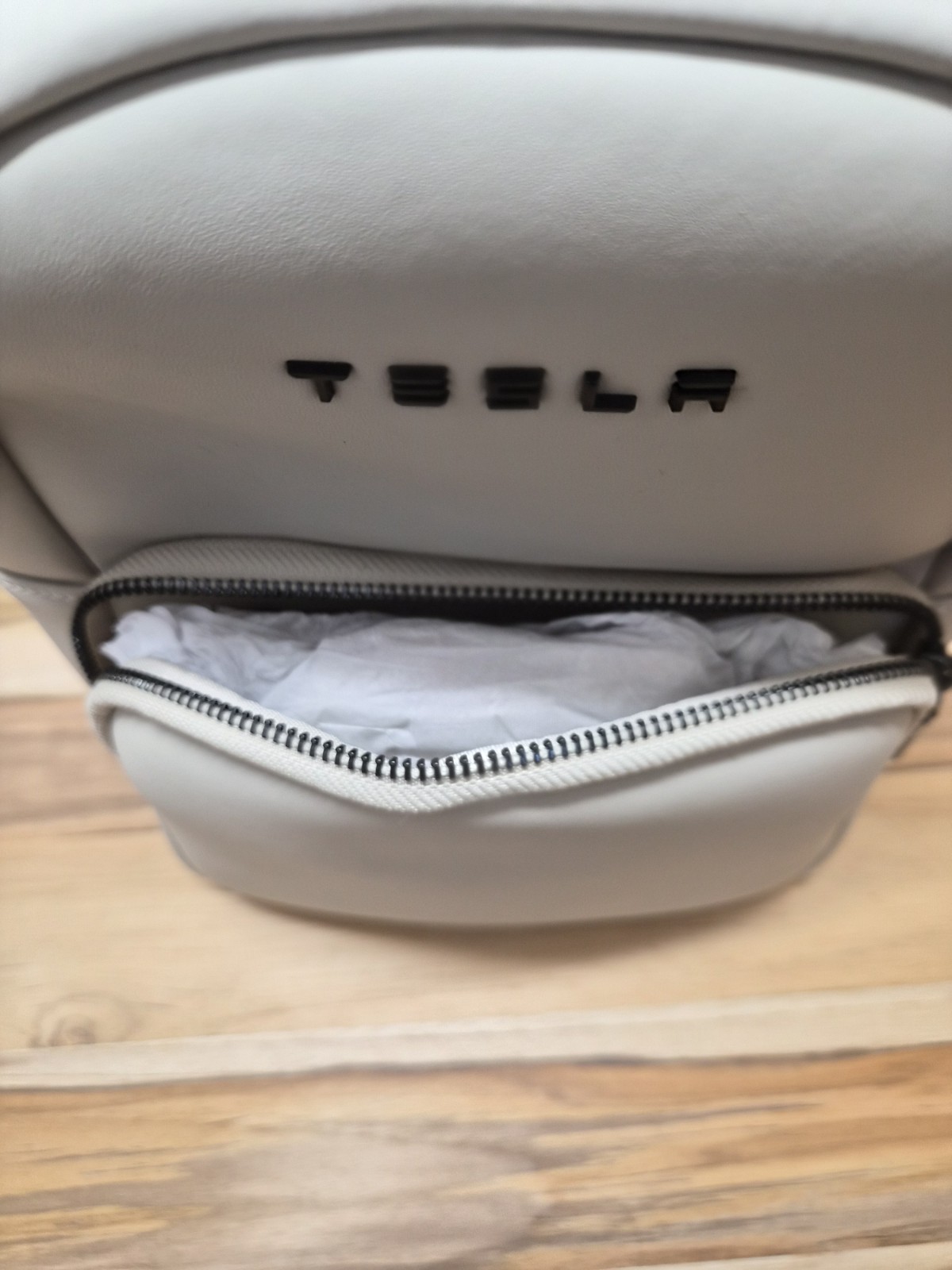 Tesla Mega Mini Pack Off-White Vegan Leather Backpack Minimalist Rare NWOB