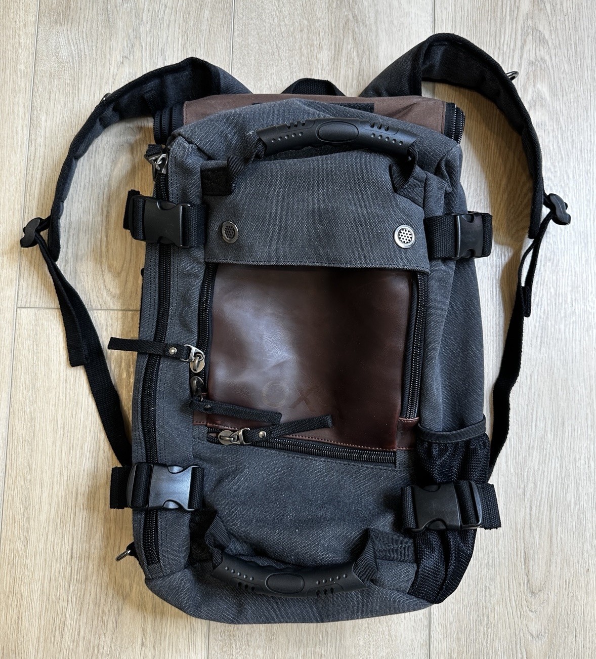 Heavy Duty Canvas Leather Convertible Carry-On Travel Backpack Duffel Bag 28L