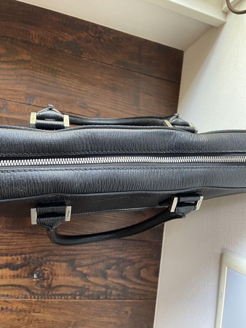 Ferragamo business bag document case Revival Brief Black Leather 36x29x6.5cm