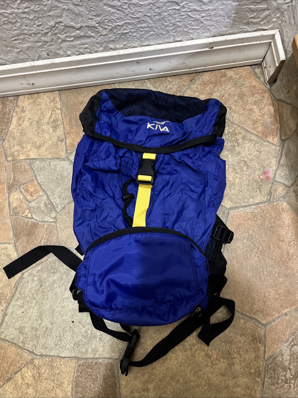 Kiva Packable Fold-Up Backpack Royal Blue Nylon Travel Bag- Preowned