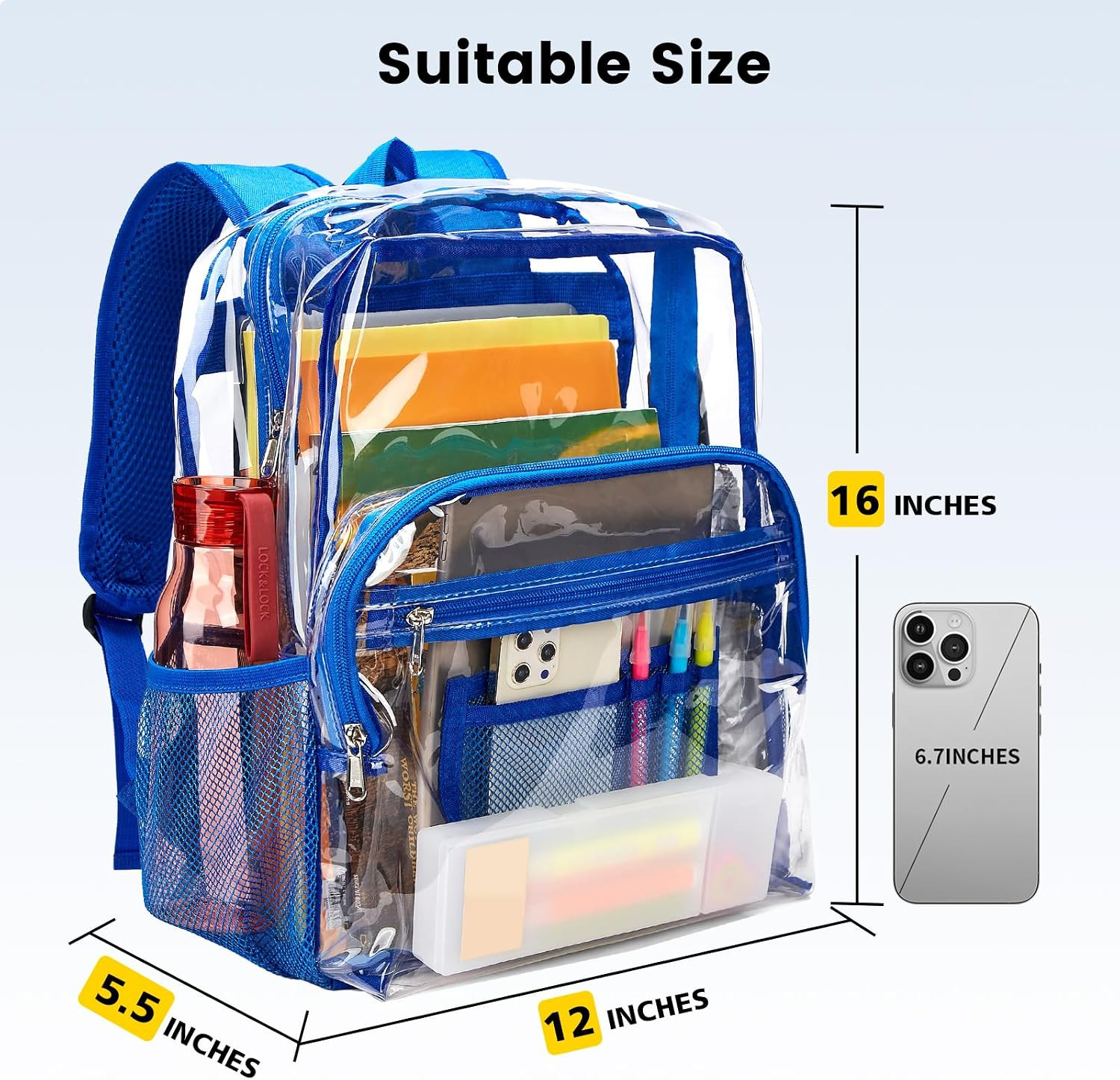 Clear Backpack Heavy Duty – Clear Bookbag Large See through Backpack Plastic Tra