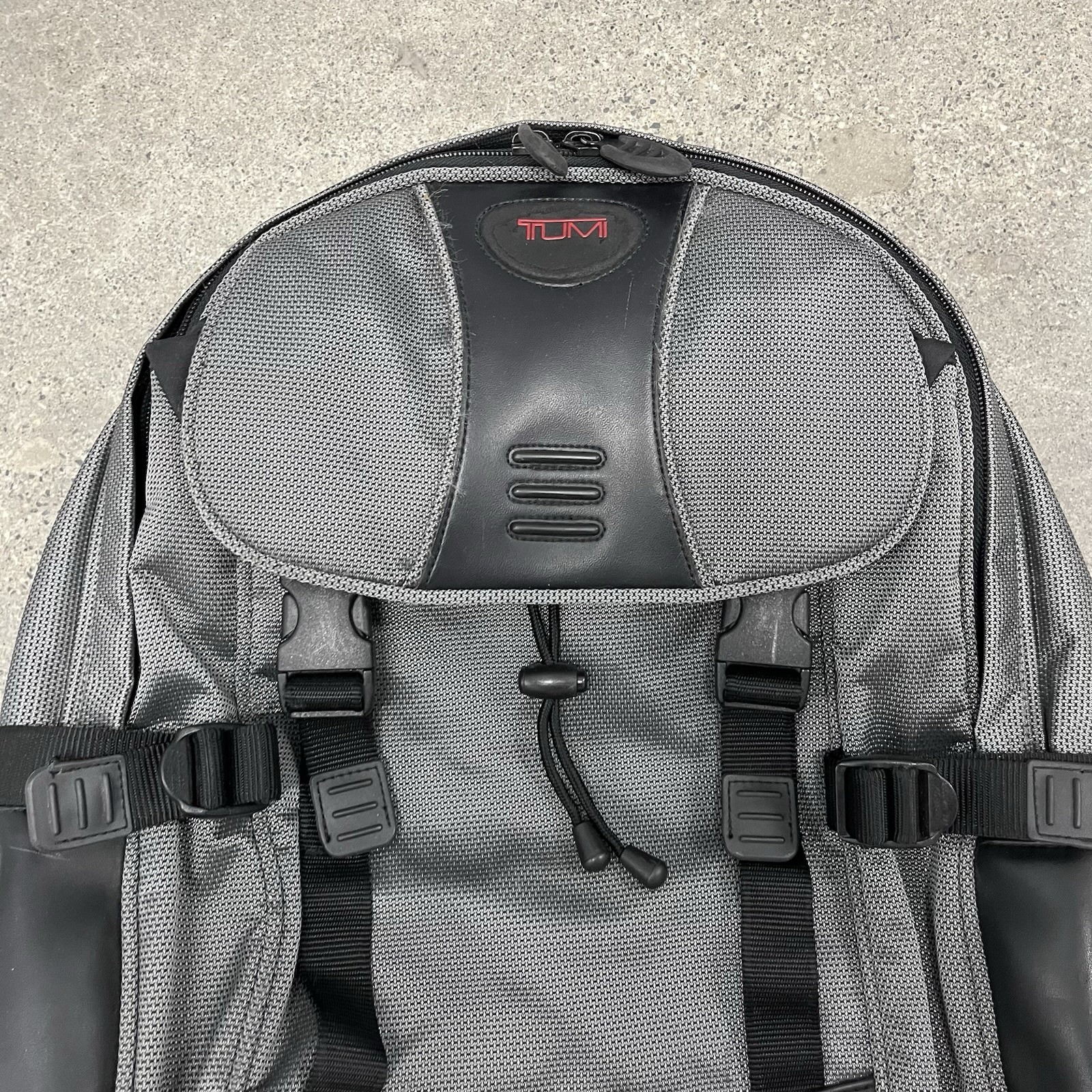 Tumi T2 Gray Black Ballistic Nylon Backpack Multi Compartment