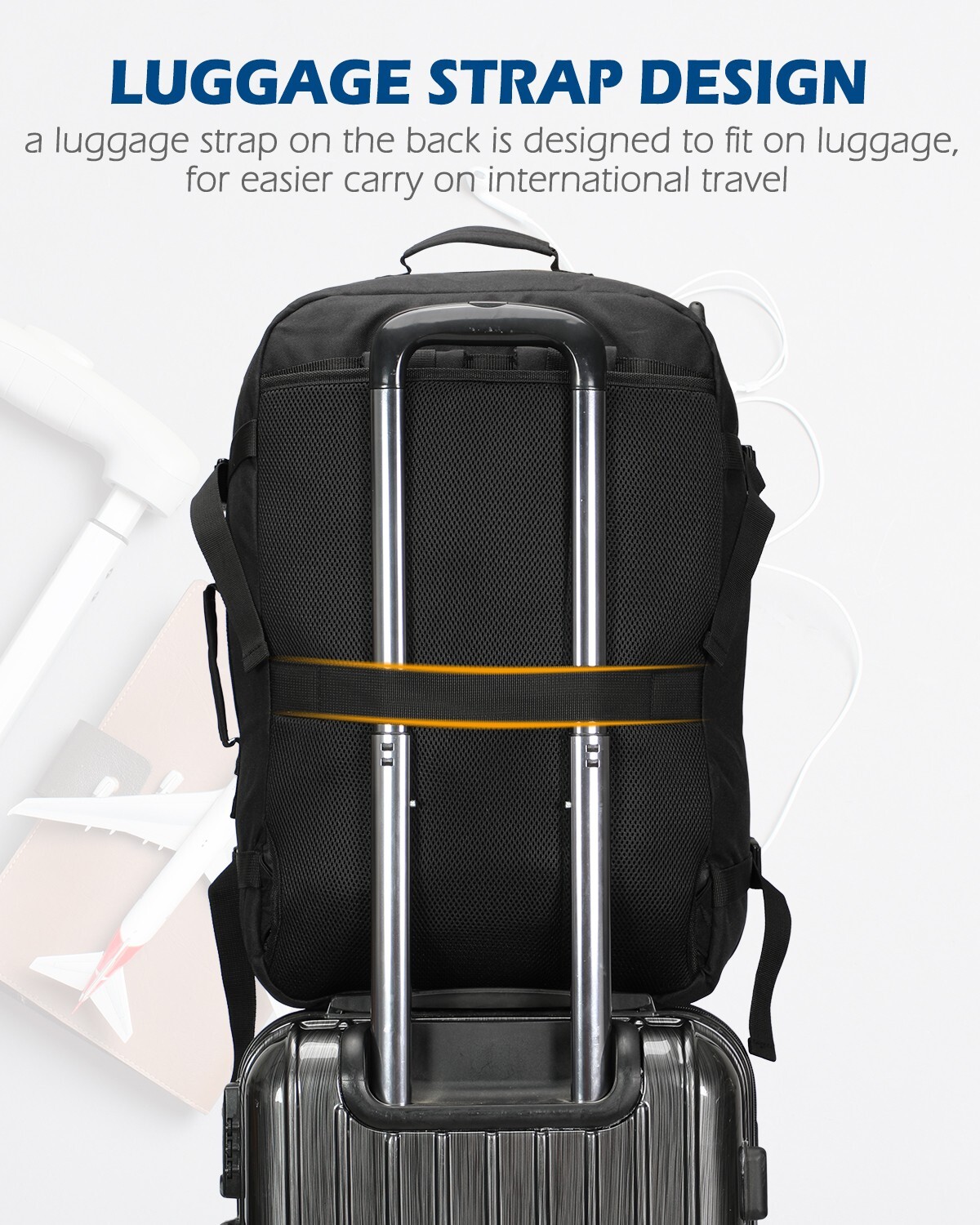 Convertible Men 38L Carry On Backpack Cabin Size Personal item Bag Weekender Bag