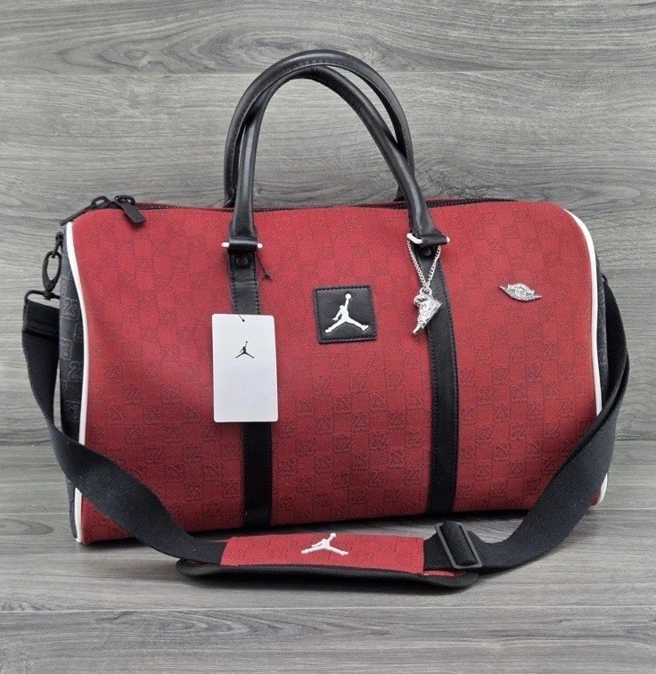 Jordan Nike Monogram Luxury Duffle Bag Varsity Red 40L Luggage Travel LM0759-H15