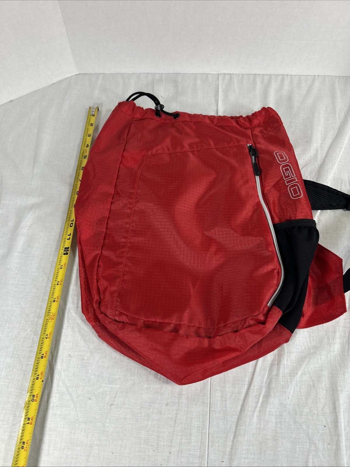 OGIO Red Sling Bag Drawstring & Zip Closure Adjustable Strap Sports Travel
