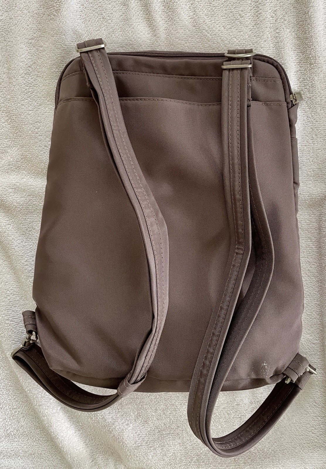 Travelon Brown Backpack with Adjustable Shoulder Straps, Zipper Closure