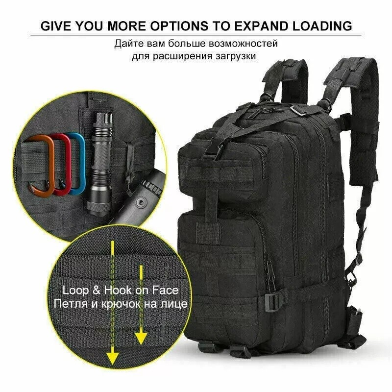 30L Outdoor Military Black Tactical Rucksack Backpack Camping Hiking Travel Bag