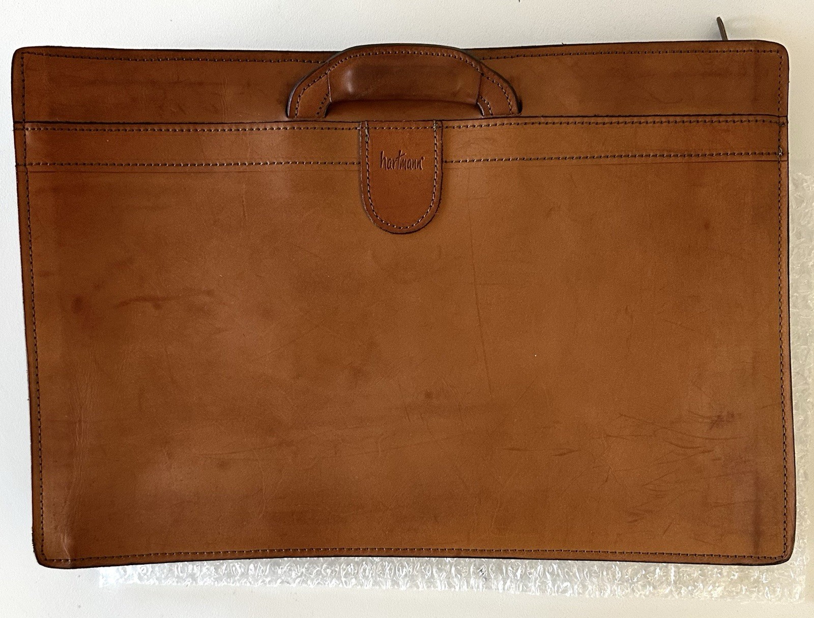 HARTMANN LEATHER ATTACHE PORTFOLIO BRIEFCASE Belting (Tan) Retractable Handles