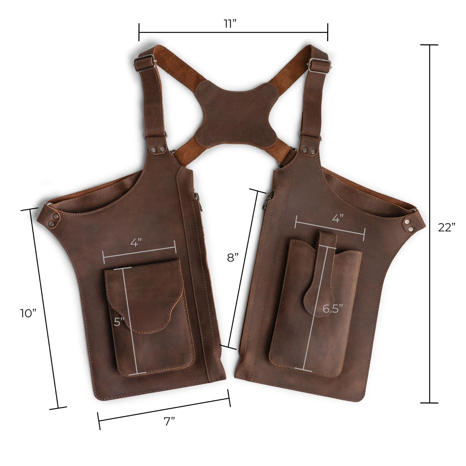 Mobile Holster Adjustable Harness with Zippered-Bags, Vintage Shoulder Holster