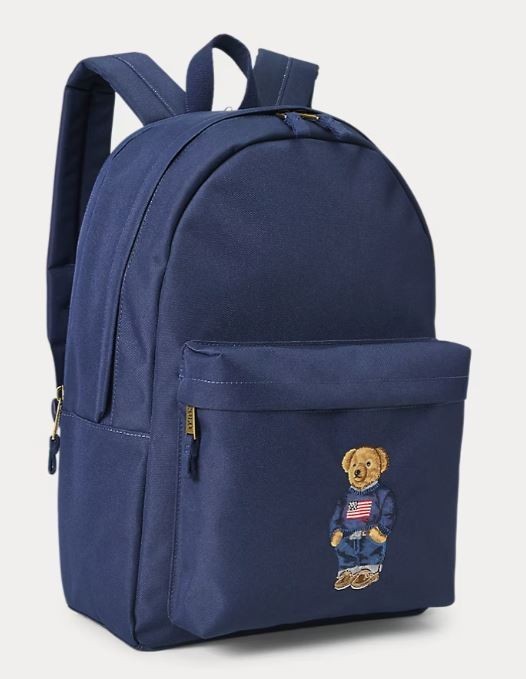Polo Ralph Lauren Bear Backpack Navy Blue Laptop School Travel Book Bag Gift New