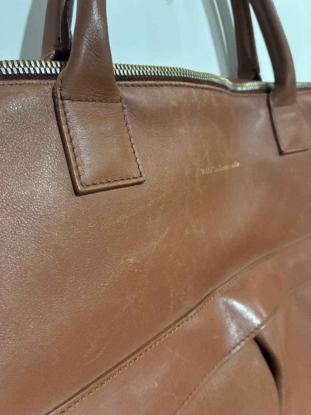 WANT Les Essentiels O’Hare Large Leather Tote Crossbody Travel Bag Light Brown