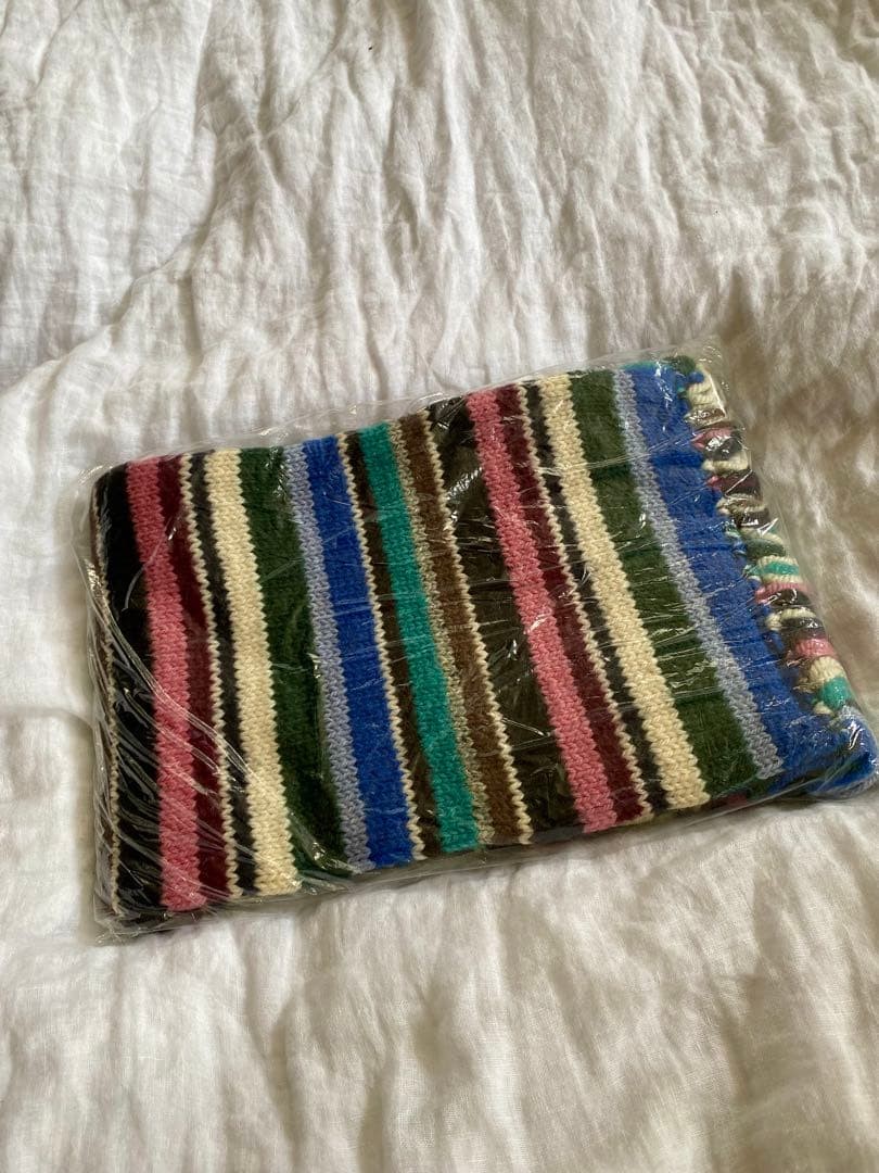 INVERALLAN Multi-Color Stripe Knit Scarf Made in Scotland 23x150cm