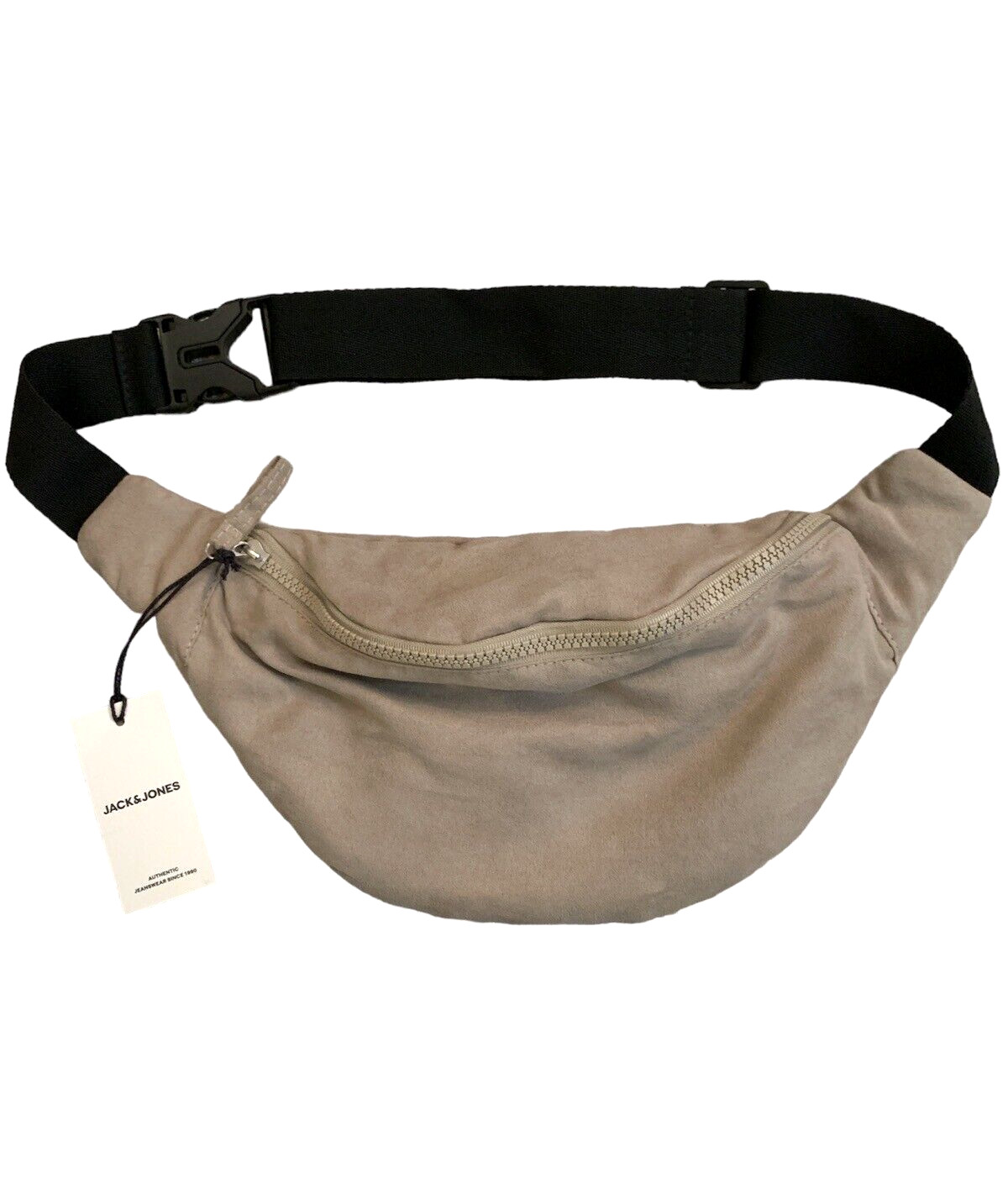 Jack & Jones Men’s Sune Bum Bag Taupe/Tan Faux Suede Belt Fanny Pack Neutral