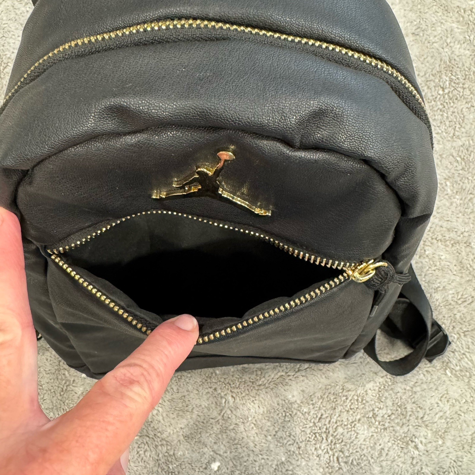 Nike Air Jordan Mini Jumpman Backpack Black Gold Details Small Bag Travel