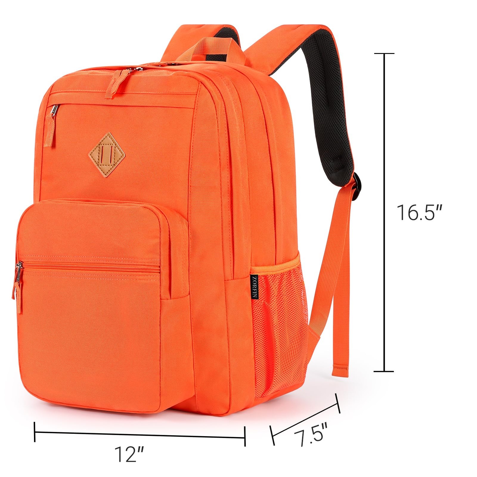 Tangerine Water Resistant Travel Backpack for College Bookbag 26 Liter