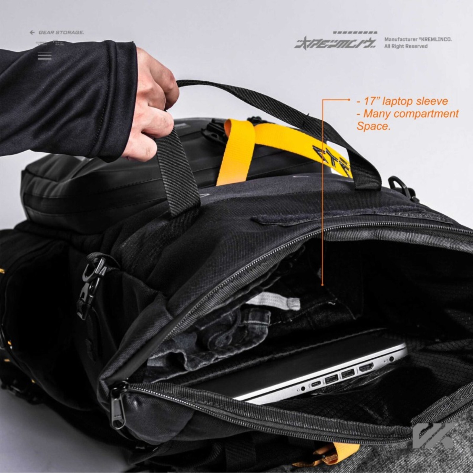 Kremlin Revenant Black Backpack Carrier Futuristic Fullzip Backpack Crossbody