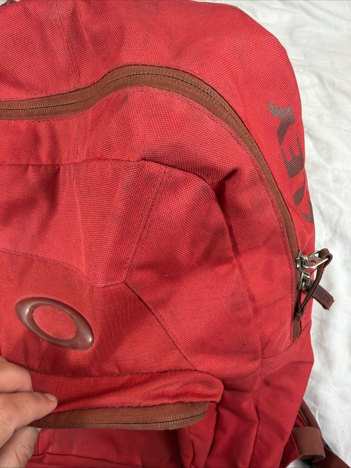 Oakley Works Backpack Ripstop Utility Pockets Software Red Thrash Stained