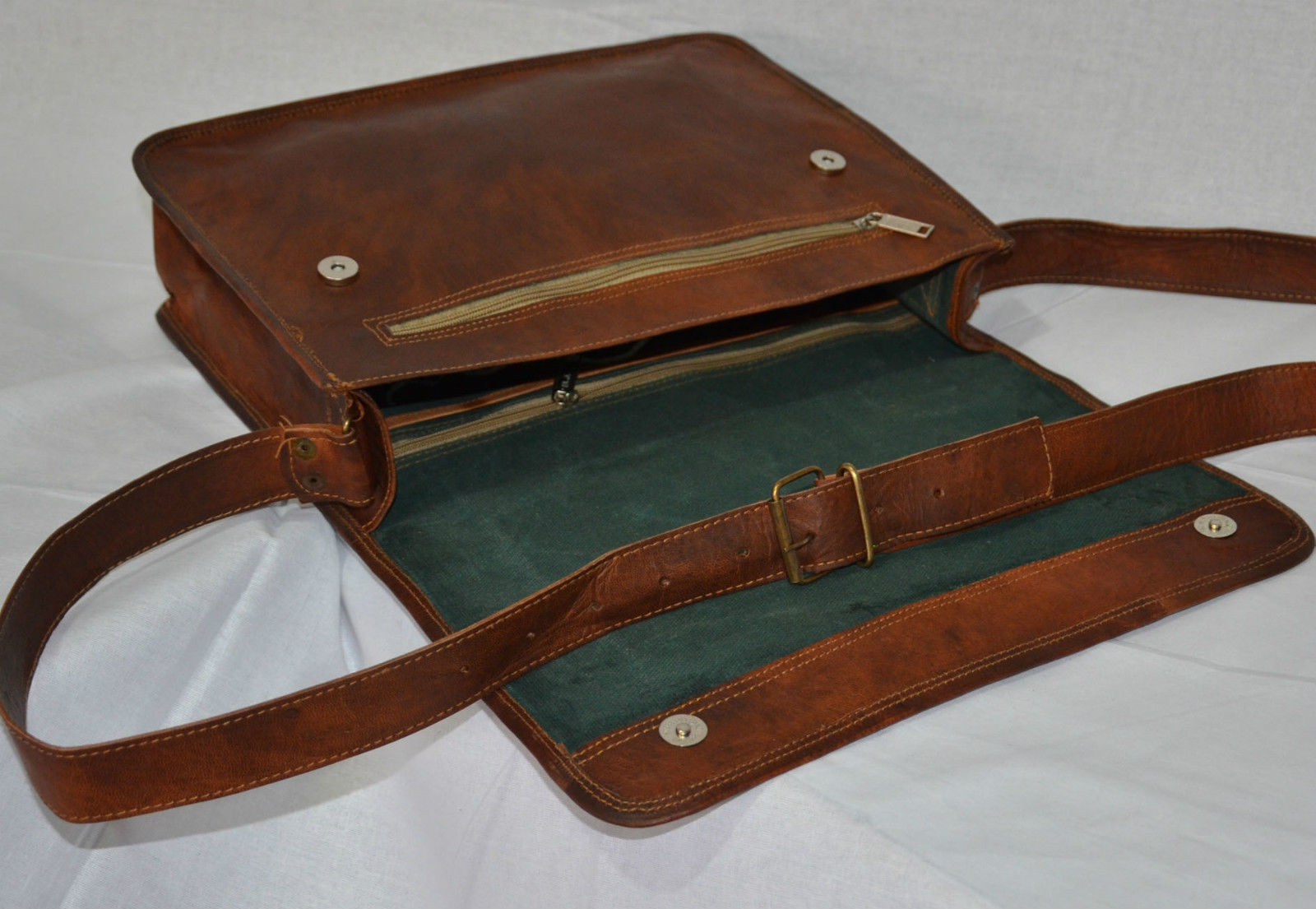 Mens Genuine Leather Cowhide Brown Crossbody Shoulder Satchel Messenger Bag…..