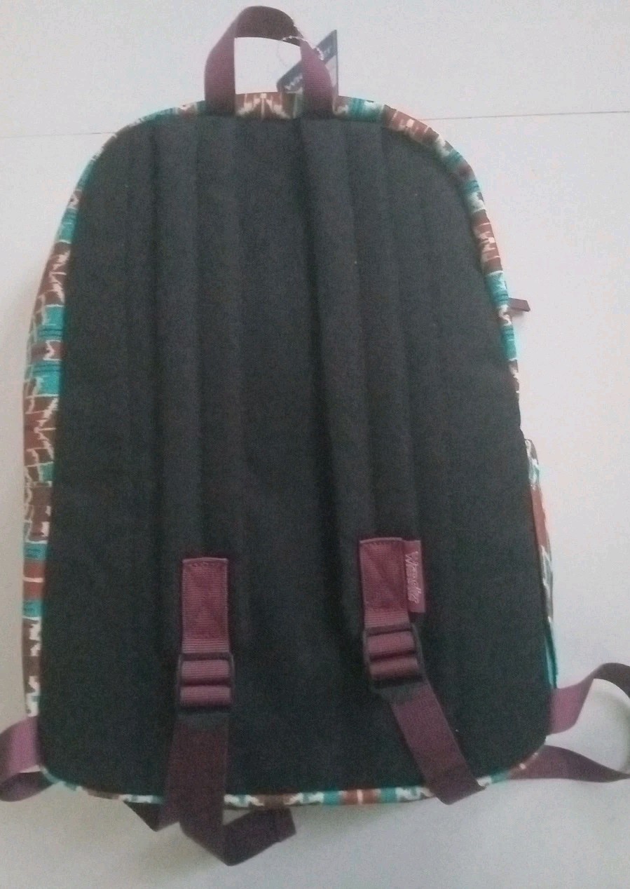 New Wrangler Aztec Geometric Design Backpack Teal Brown School/ Travel Bag