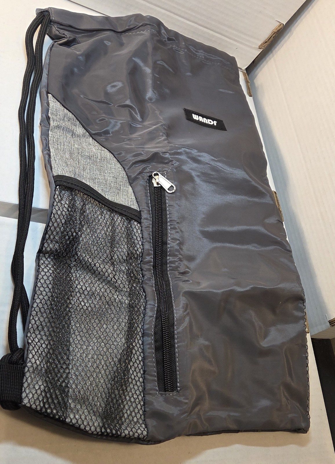 Wandf Drawstring Backpack Front Zipper Gym Shopping Sport Yoga Travel-NEW!