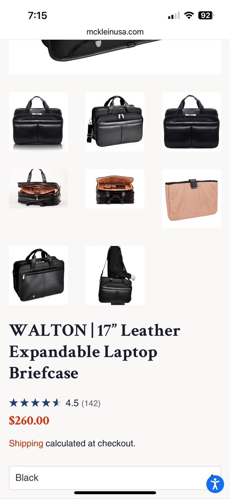McKlein 17″ Leather Expandable Laptop Briefcase