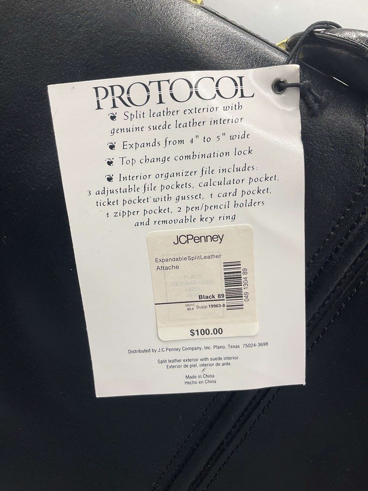 Protocol Black Genuine Split Leather & Gray Suede Briefcase Attache Case READ