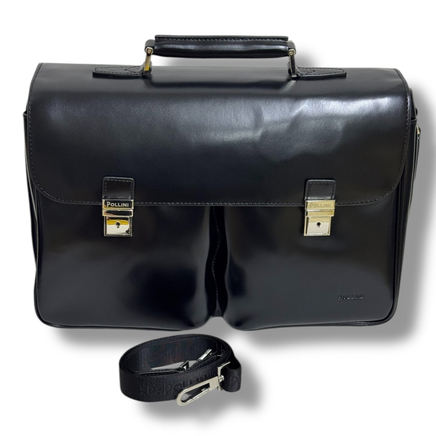 POLLINI Genuine Leather Professional Folder Bag Made in Italy Business Shoulder Bag