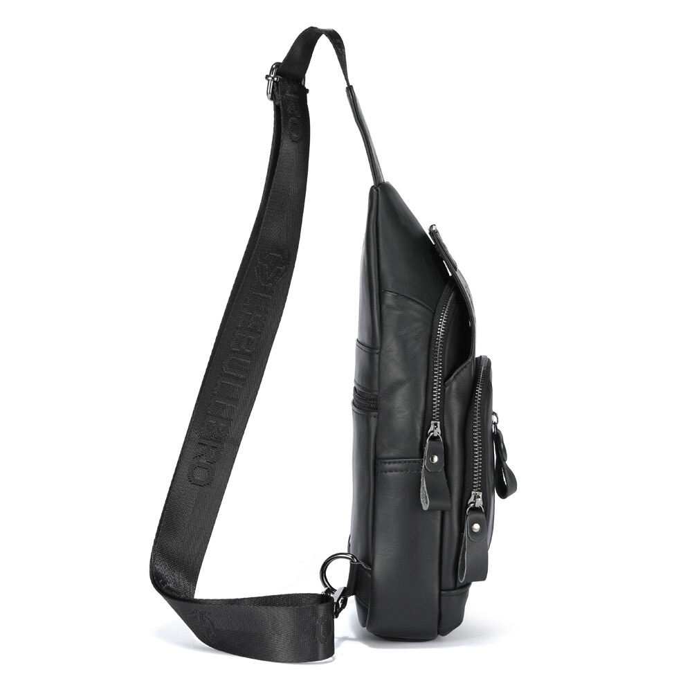 Sling Backpack Cowhide Genuine Leather Chest Crossbody Shoulder Bag Real Leather