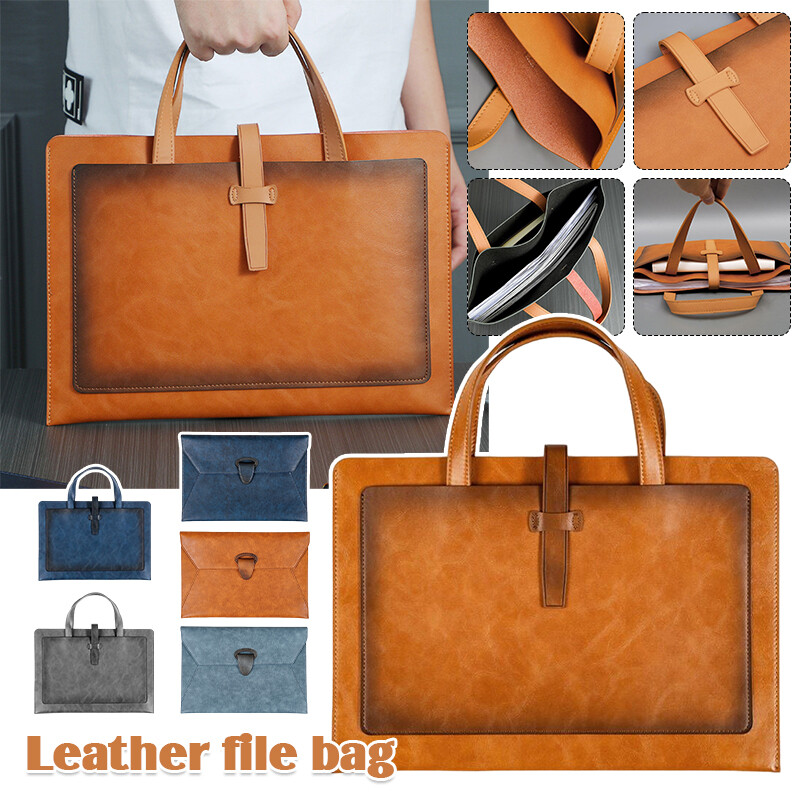 Official Business Document Bag Handheld File Bag PU Leather Waterproof Briefcase