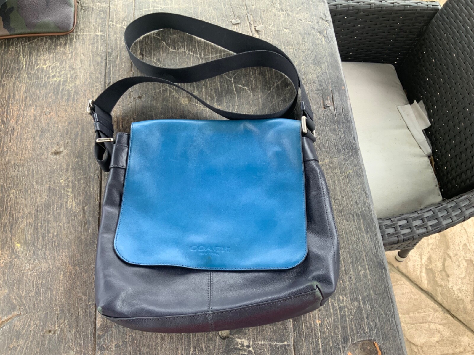 Coach Metropolitan, Sullivan Blue Leather, Crossbody , Messenger, Map Bag.