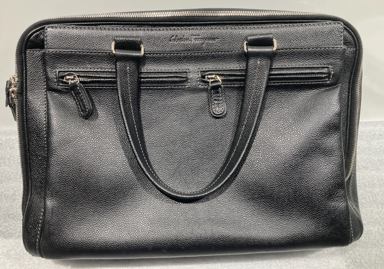 Salvatore Ferragamo Black Leather Briefcase / Laptop Bag