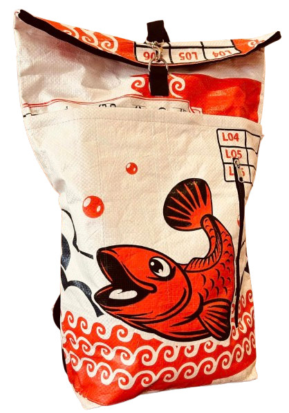 Fair Trade Recycled Fish Feed Duffle Backpack