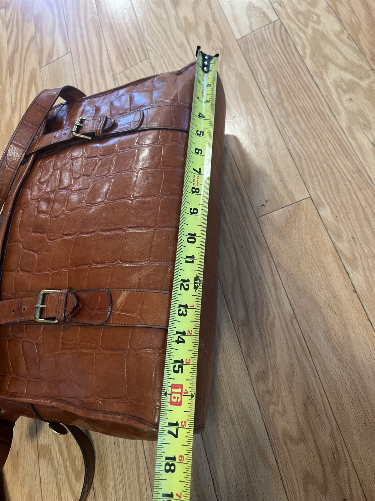 Mulberry Brown Leather Briefcase Messenger Bag Croc Embossed