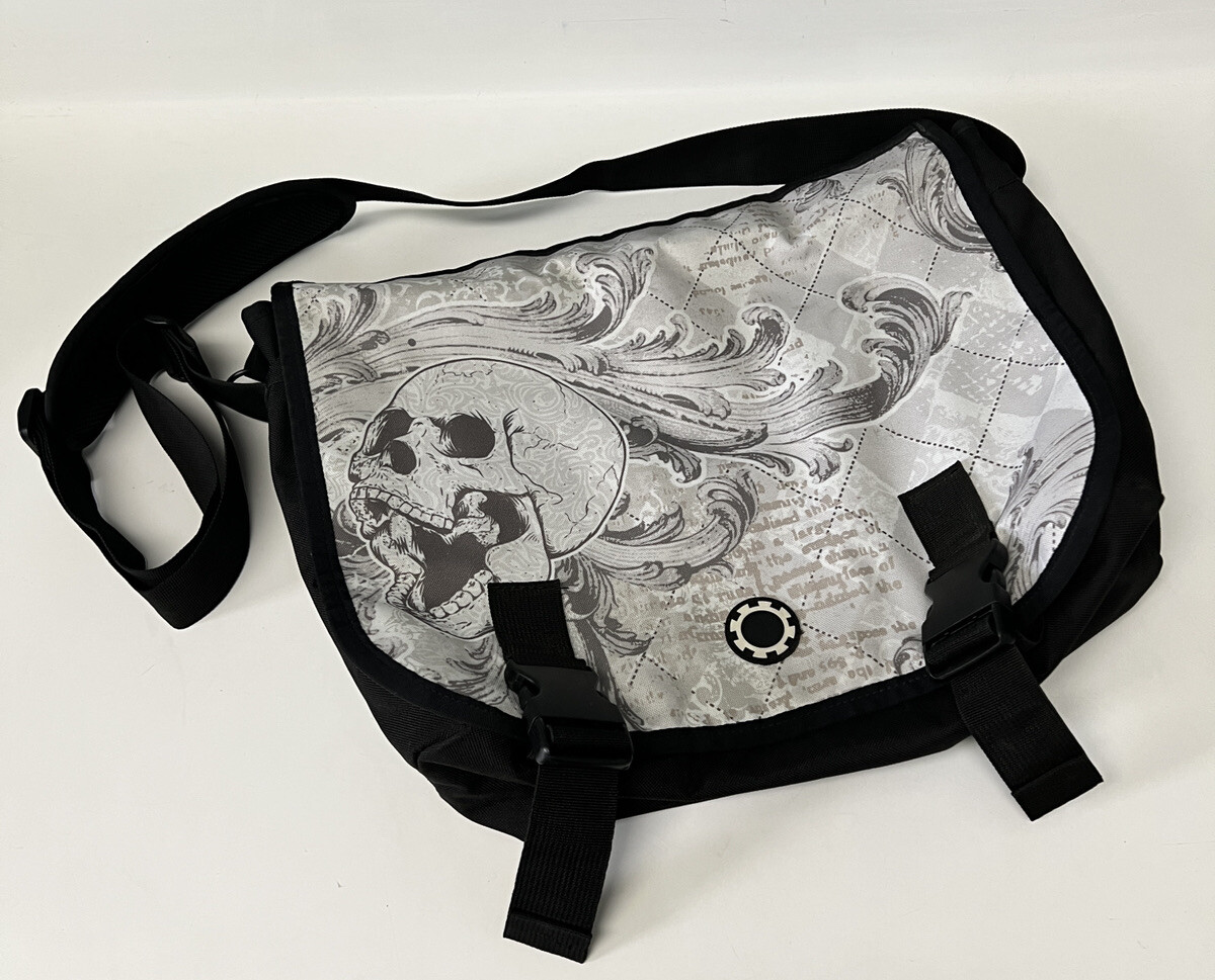 DadGear Canvas Argyle Skull Messenger Diaper Bag