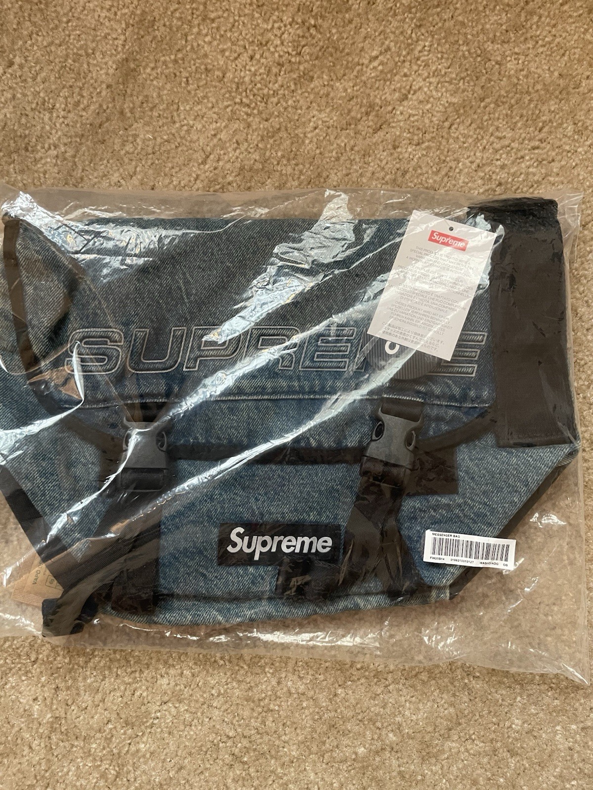 Supreme Denim Messenger Bag Washed Indigo FW25