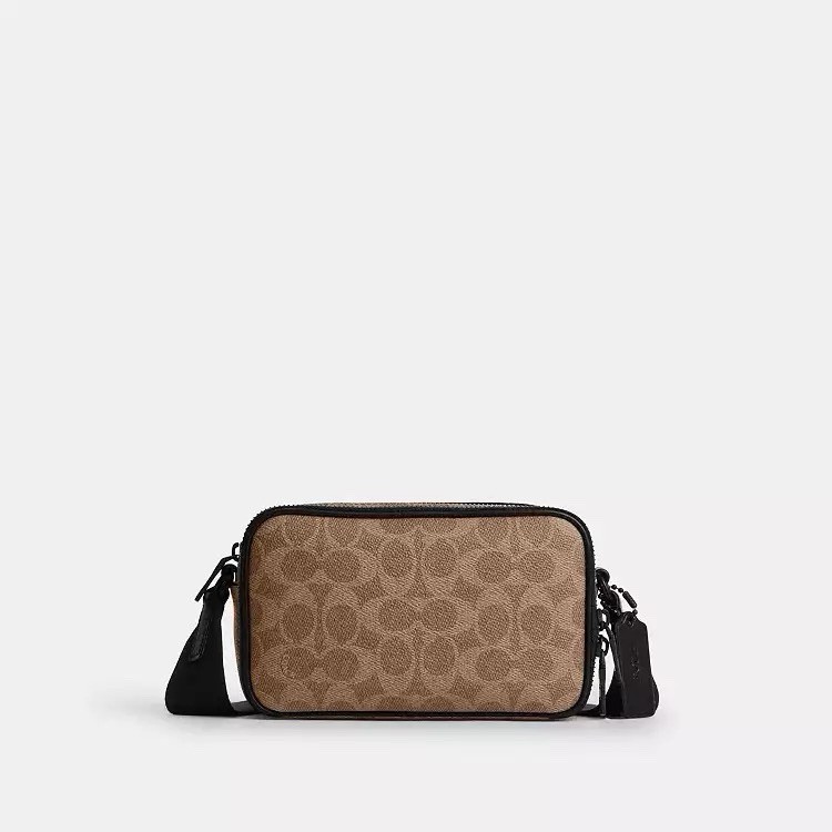 NWT Coach Colton Crossbody Bag 19 In Signature Canvas CET55 Tan Black