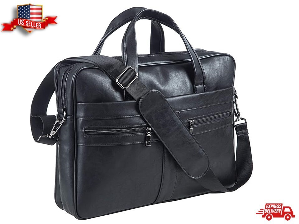 Men Genuine Leather Briefcase Shoulder Messenger Bag Business Work Bag Handbag