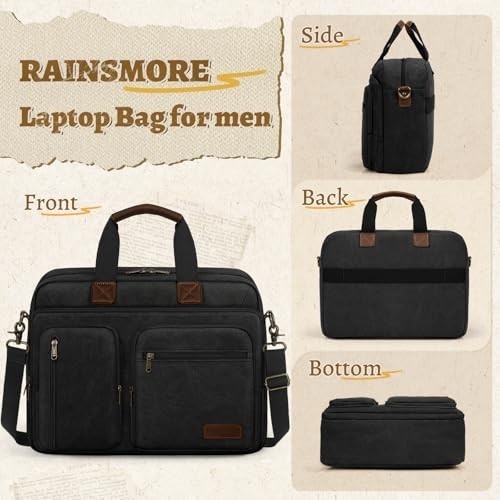 Vintage Waterproof Canvas Laptop Messenger Bag – Men’s Briefcase Satchel for Wor