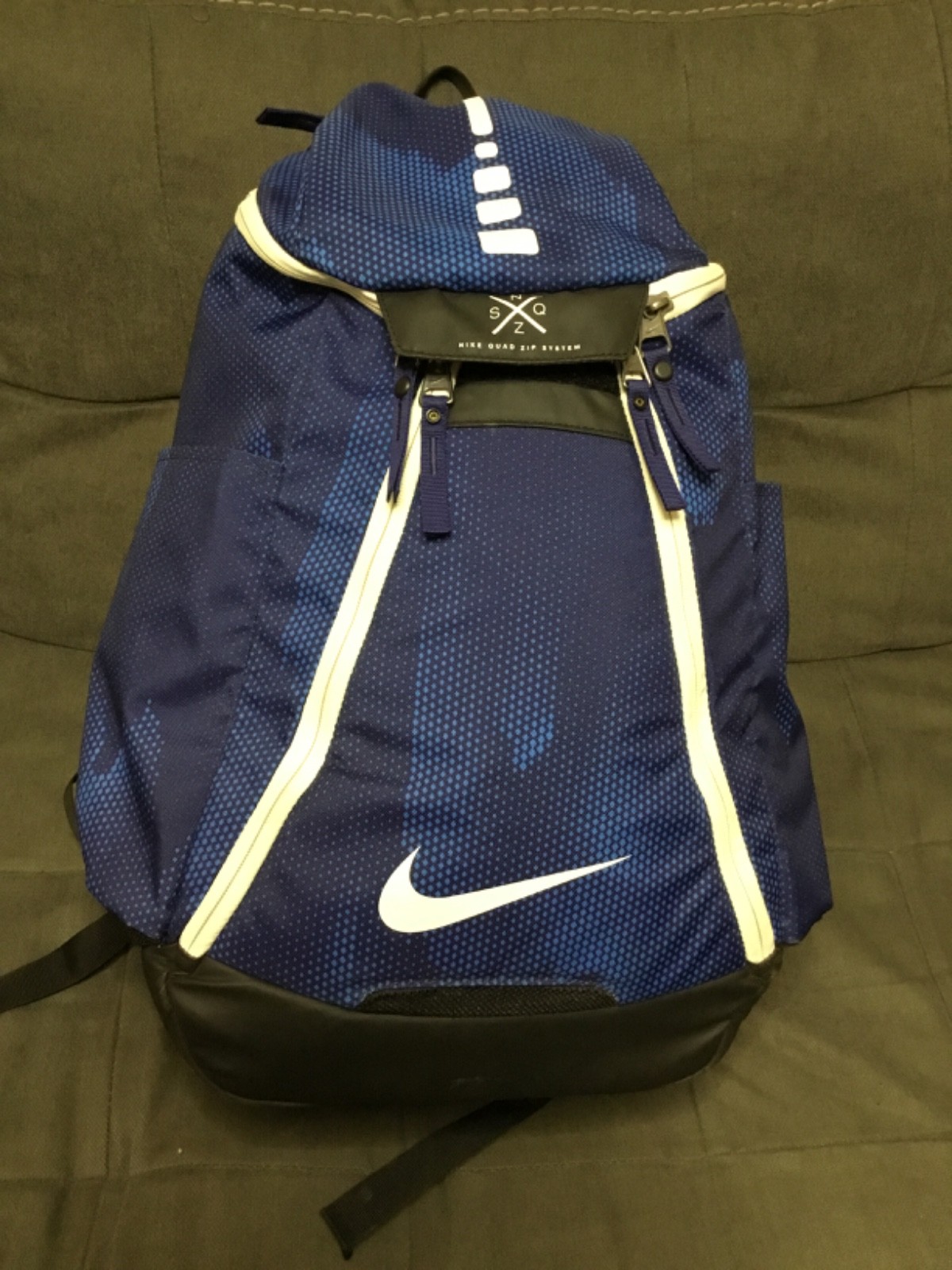 NIKE Hoops Elite Max Air 2.0 Quad Zip Backpack Blue Camo Rare