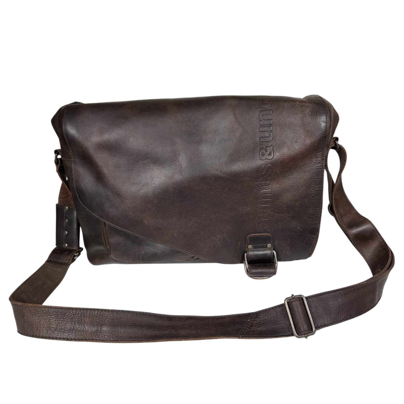 VTG Aunts and Uncles Dark Brown Workaholic Humus Leather Messenger Crossbody Bag