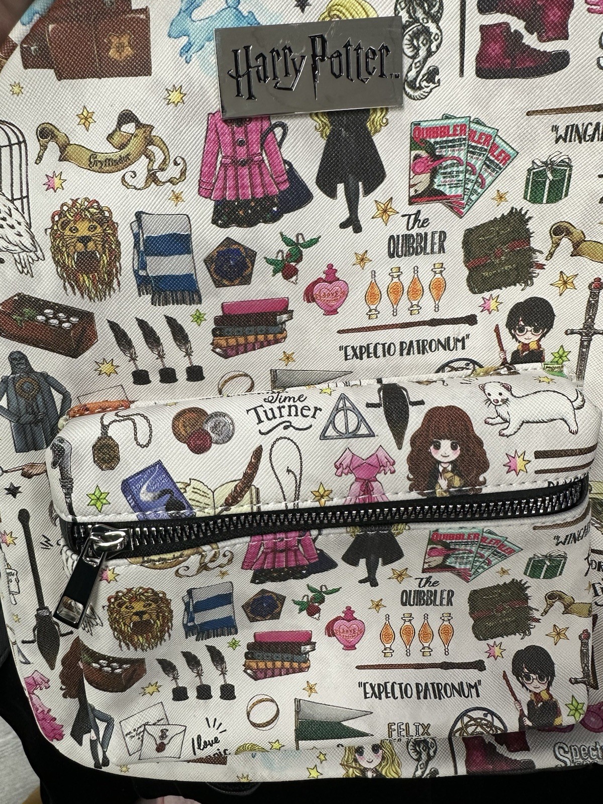 NWT Harry Potter Hogwarts Chibi Characters All Over Print White Mini Backpack