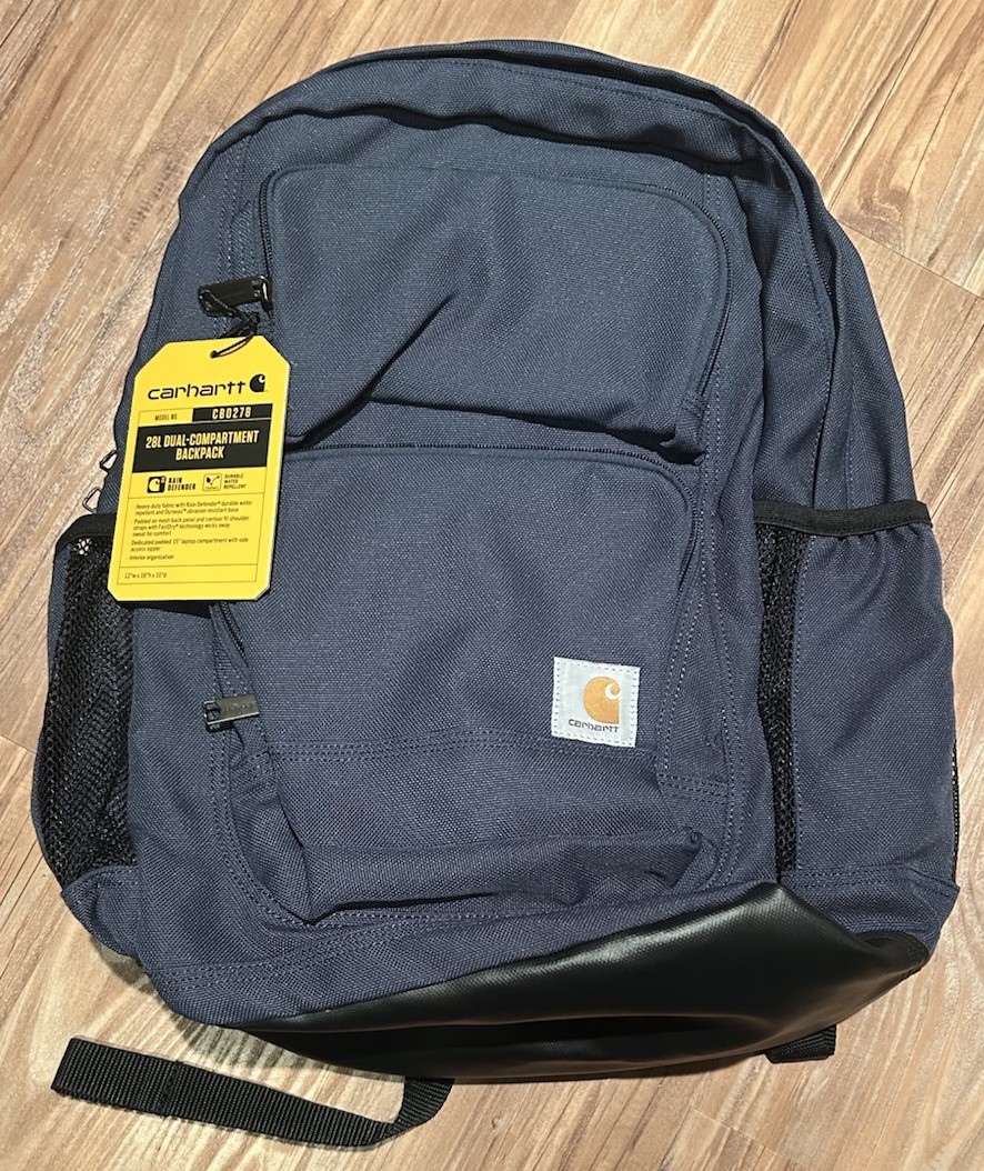 Carhartt 28L Dual Compartment Backpack Durable Pack w/ Laptop Sleeve Navy Blue
